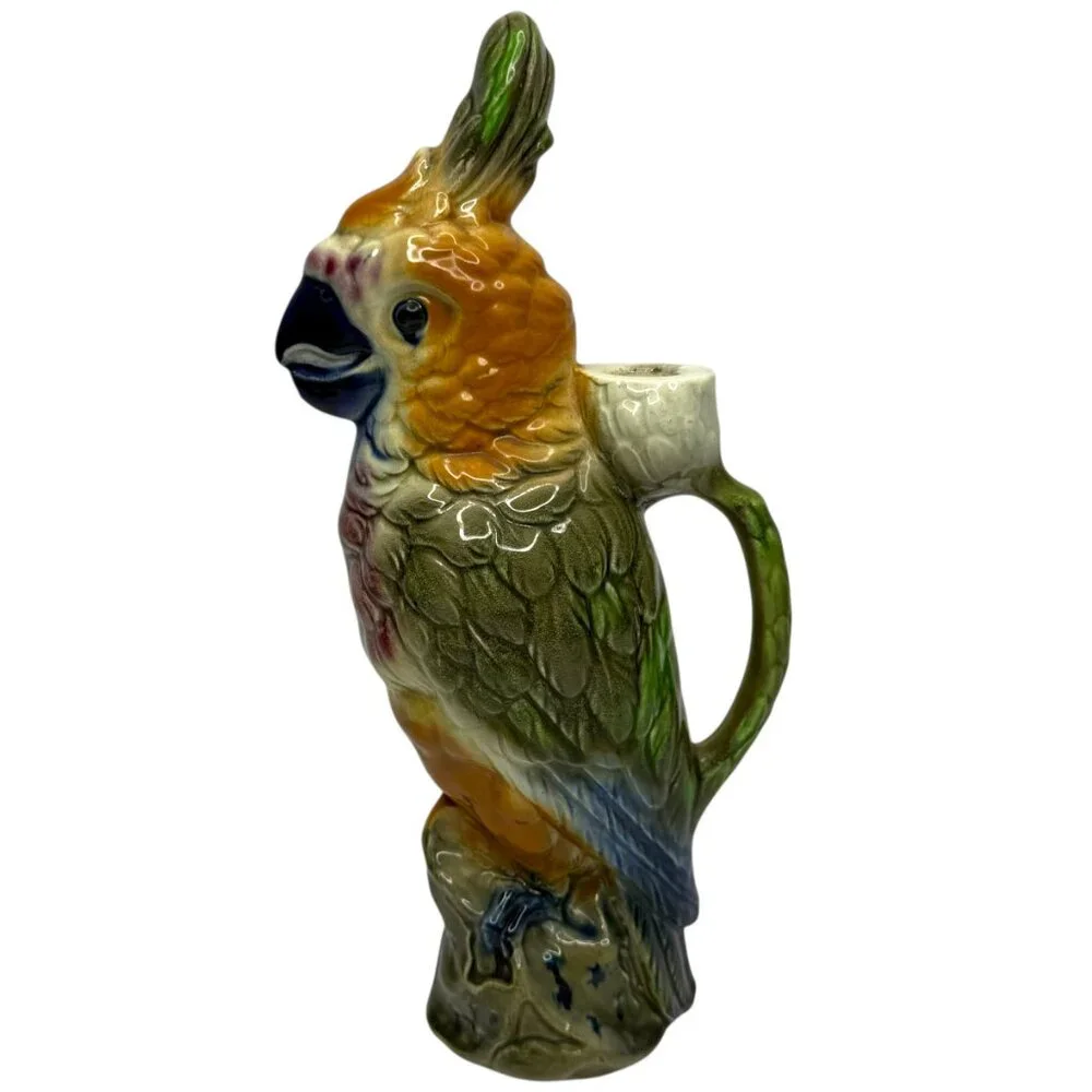 Antique French Majolica Parrot Pitcher Keller Guerin St. Clément‎ Mold 468